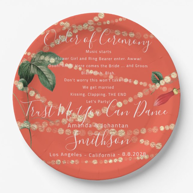 Assiettes En Carton Plaque de fête de mariage Funny Programme Merci Co (Devant)