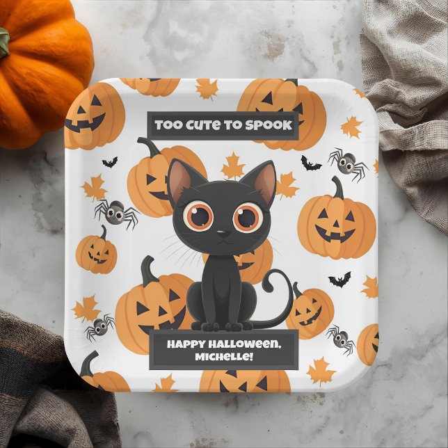 Assiettes En Carton Plaque de fête d'Halloween - Cute chat noir Person (Créateur téléchargé)