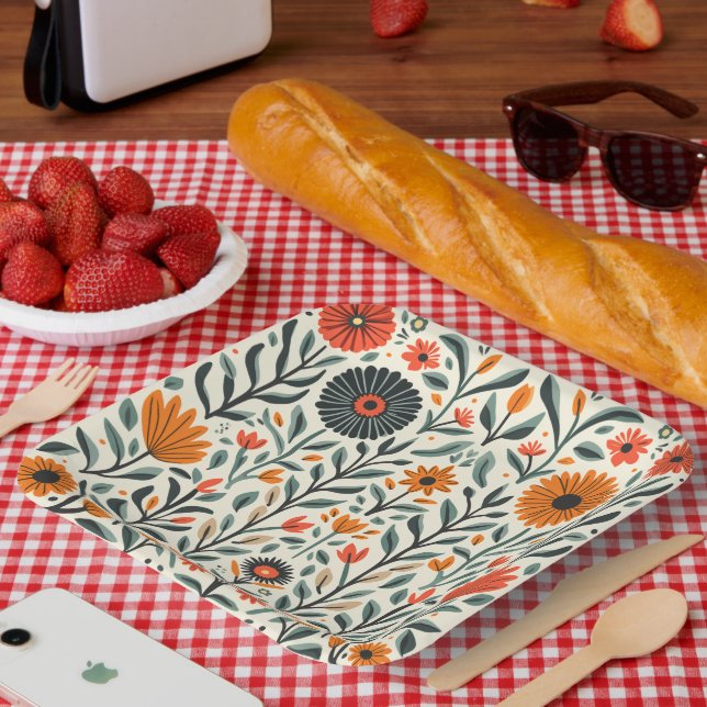 Assiettes En Carton plaque de fleurs (Pique-nique)