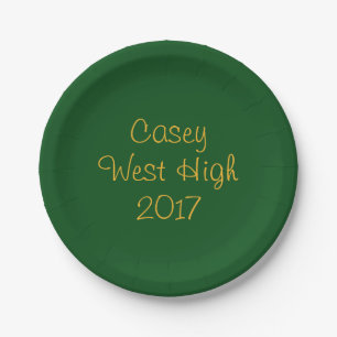 Assiettes En Carton Plaque de graduation personnalisée en vert et or