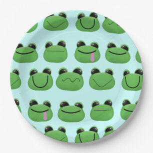 Assiettes En Carton Plaque de la fête des grenouilles vertes