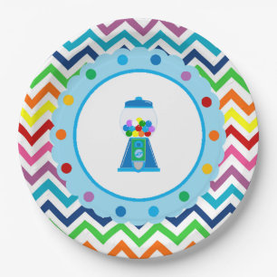 Assiettes En Carton Plaque de la partie Rainbow Chevron Gumball