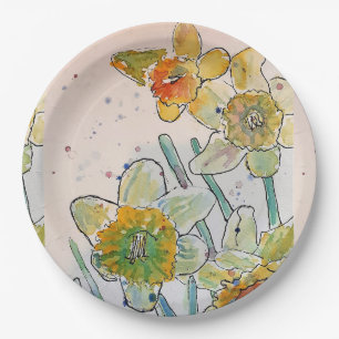 Assiettes En Carton Plaque de Motif à pâte à papier jaune de jonqui