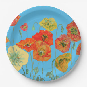 Assiettes En Carton Plaque de Motif à pâte à papier orange bleue