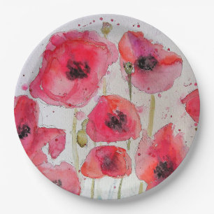 Assiettes En Carton Plaque de Motif de papier à fleurs à feuilles ro