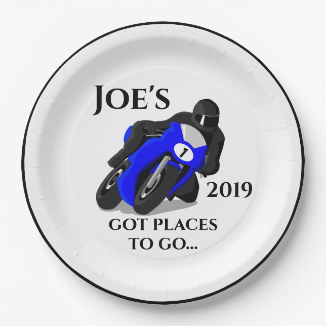 Assiettes En Carton Plaque de moto bleue n° 1 (Devant)