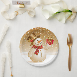 Assiettes En Carton Plaque de neige de Noël