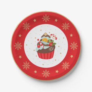 Assiettes En Carton Plaque de Noël de Cupcake