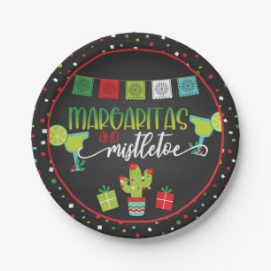 Assiettes En Carton Plaque de Noël Margaritas et Mistletoe