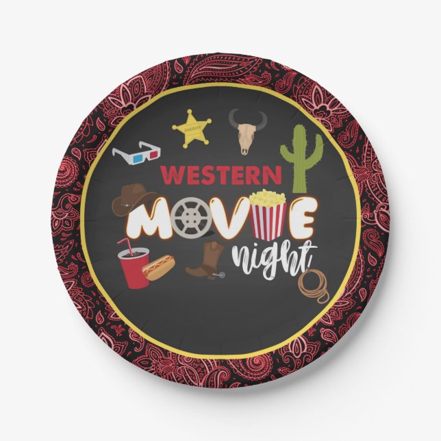 Assiettes En Carton Plaque de nuit Western Movie (Devant)