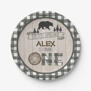 Assiettes En Carton Plaque de papier 1er anniversaire de bûcheron - Be