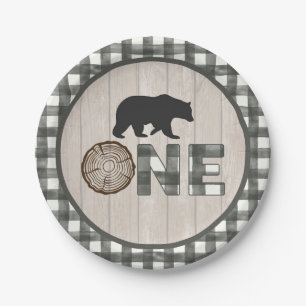 Assiettes En Carton Plaque de papier 1er anniversaire - Ours ONE WH