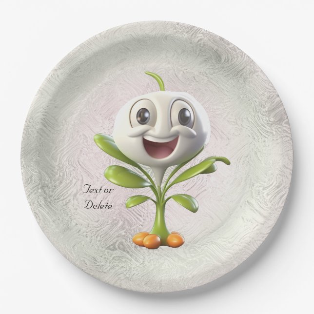 Assiettes En Carton Plaque de papier à fleurs blanches (Devant)