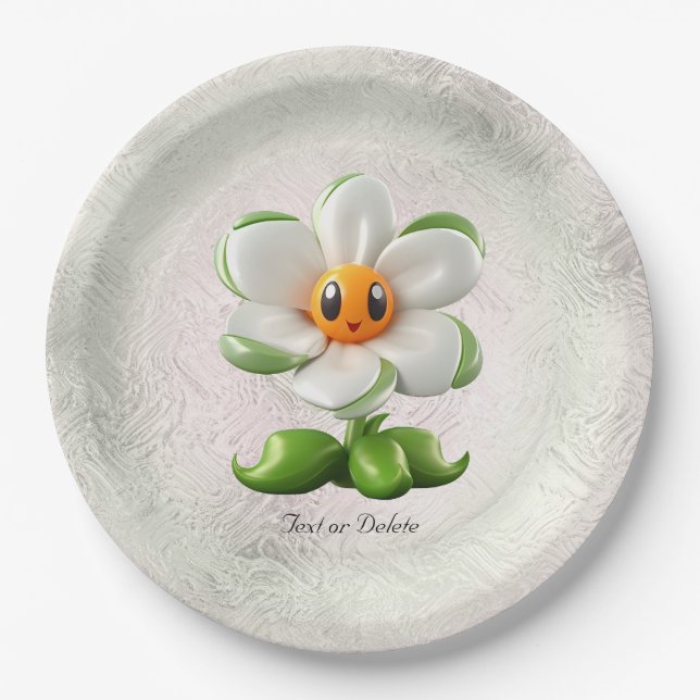 Assiettes En Carton Plaque de papier à fleurs blanches (Devant)