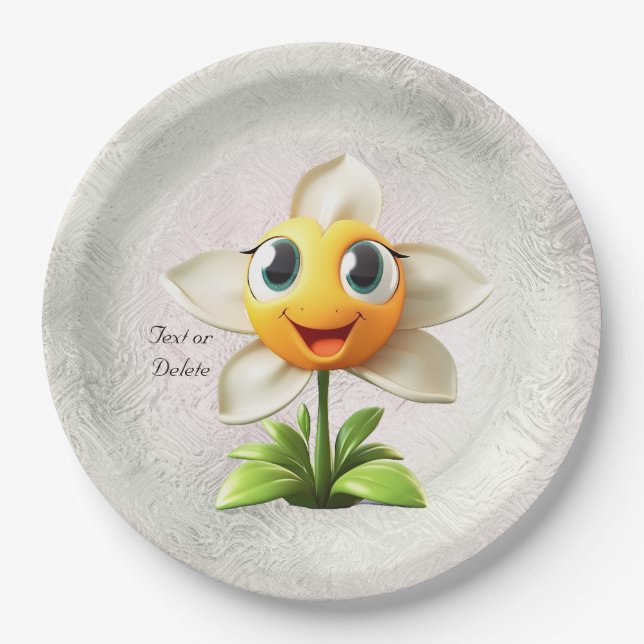 Assiettes En Carton Plaque de papier à fleurs blanches (Devant)