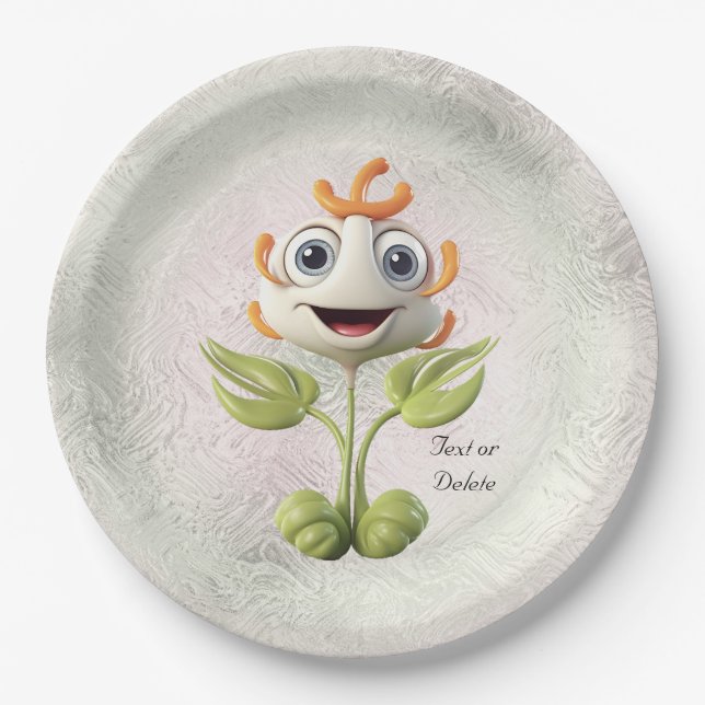 Assiettes En Carton Plaque de papier à fleurs blanches (Devant)