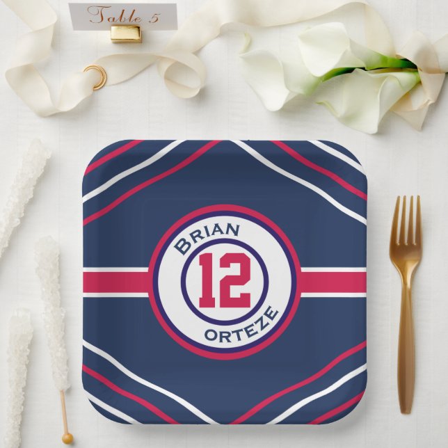 Assiettes En Carton Plaque de papier à thème Red & Blue Sports (Mariage)