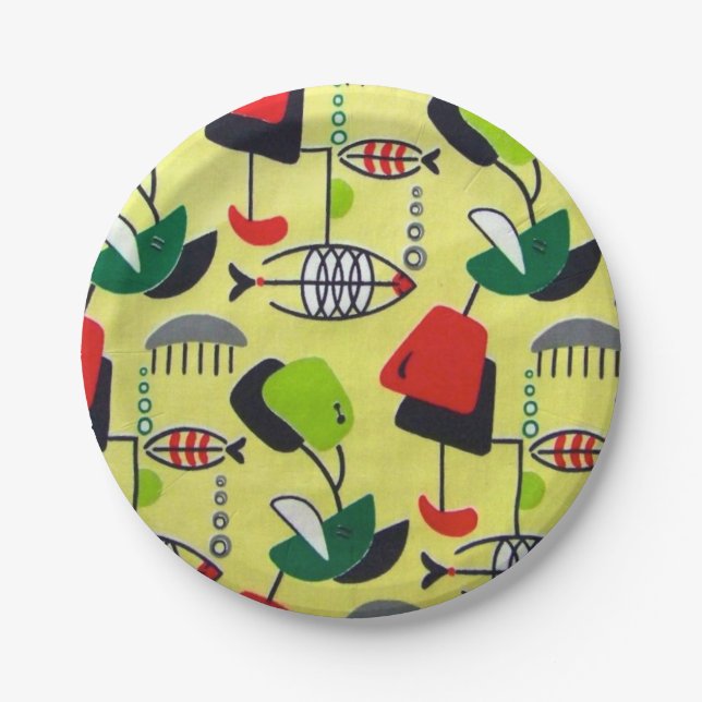 Assiettes En Carton Plaque de papier atomique moderne du milieu du siè (Devant)