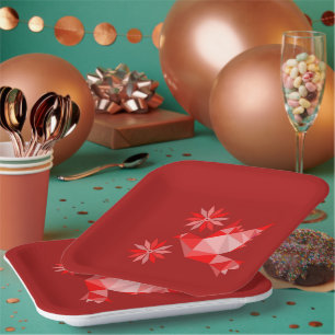 ASSIETTES EN CARTON PLAQUE DE PAPIER AVEC BEAU ART D'OISEAU ET DE FLEU