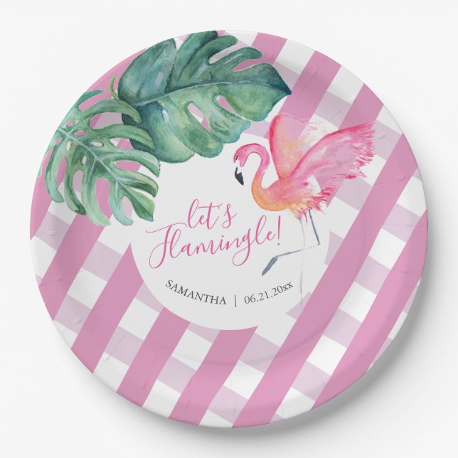 Assiettes En Carton Plaque de papier Baby shower barbecue tropicale (Devant)