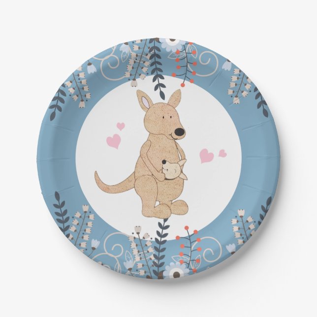 Assiettes En Carton Plaque de papier Baby shower Boho Kangaroo (Devant)