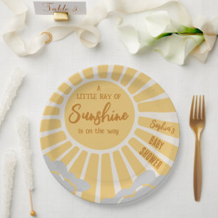 Assiettes En Carton Plaque de papier Baby shower Boho Sunshine