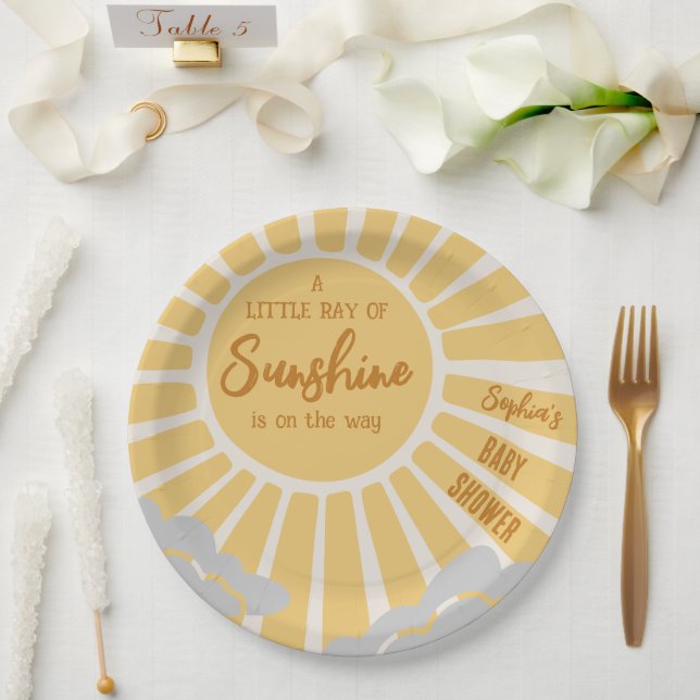 Assiettes En Carton Plaque de papier Baby shower Boho Sunshine (Mariage)
