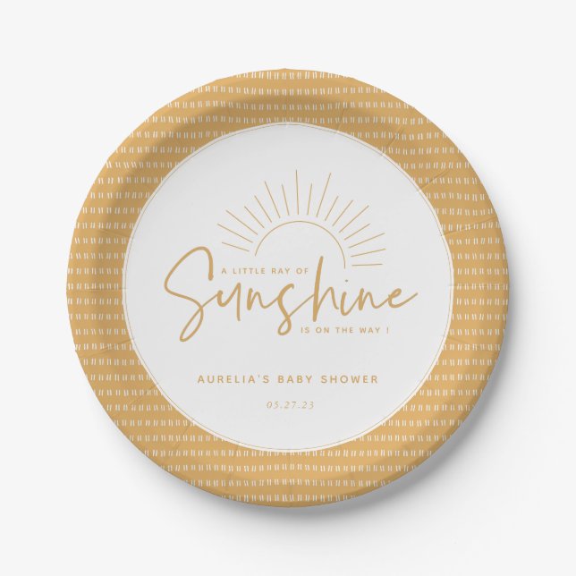 Assiettes En Carton Plaque de papier Baby shower Boho Sunshine (Devant)
