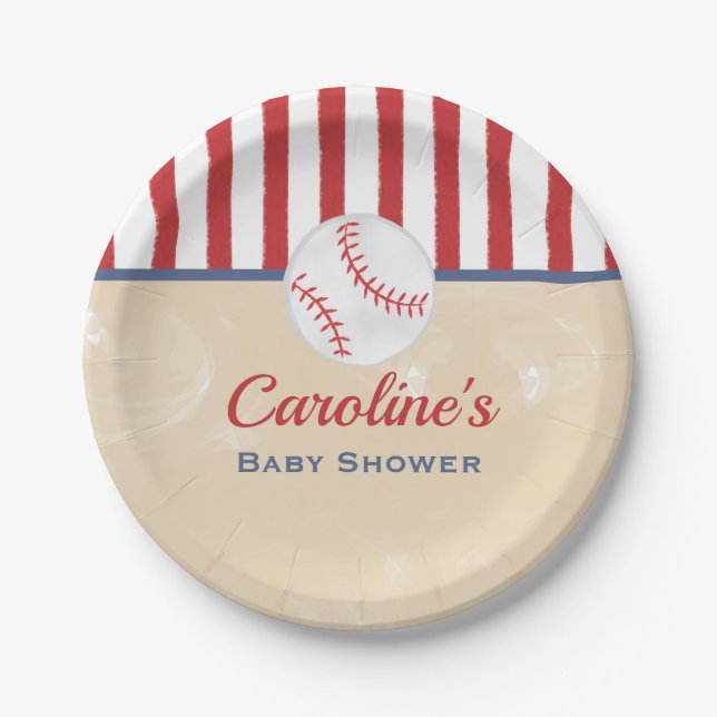 Assiettes En Carton Plaque de papier Baby shower de base-ball (Devant)