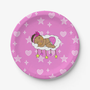 Assiettes En Carton Plaque de papier Baby shower de la fille Magenta