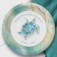 Plaque de papier Baby shower de tortue de mer