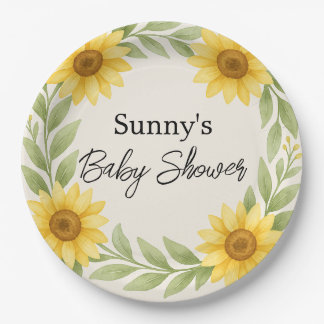 Assiettes En Carton Plaque de papier Baby shower de tournesol et de sa