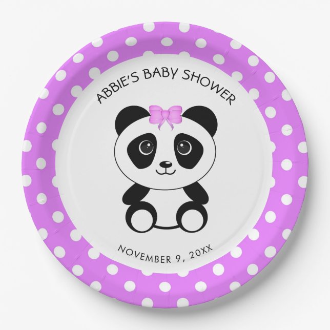 Assiettes En Carton Plaque de papier Baby shower d'ours rose personnal (Devant)