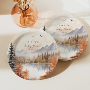 Assiettes En Carton Plaque de papier Baby shower en bois Rustic Fall B