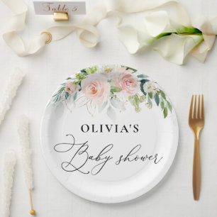 Assiettes En Carton Plaque de papier Baby shower Ethereal Blush Rose