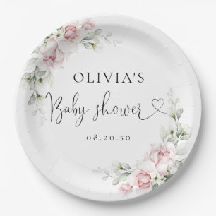 Assiettes En Carton Plaque de papier Baby shower Roses Roses Roses Ros