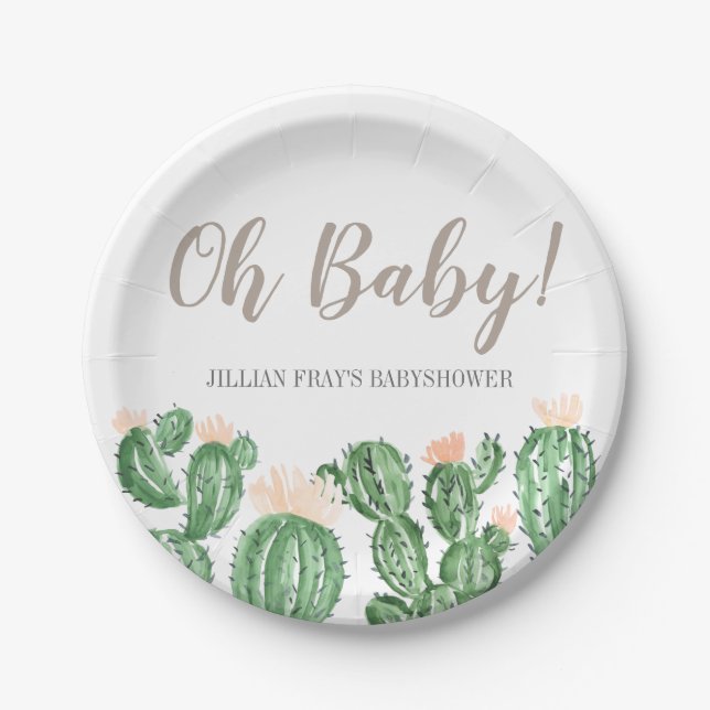Assiettes En Carton Plaque de papier baby shower succulent Cactus (Devant)