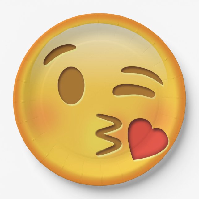 Assiettes En Carton Plaque de papier baiser émoji drôle (Devant)