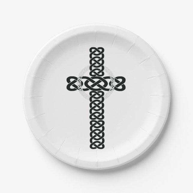 Assiettes En Carton Plaque de papier blanc Celtic Cross (Devant)