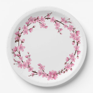 ASSIETTES EN CARTON PLAQUE DE PAPIER : CHERRY BLOSSOM WREATT