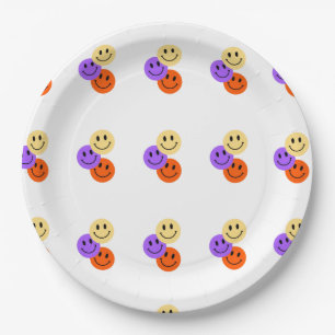 Assiettes En Carton Plaque de papier couleur souriant - Table de parti