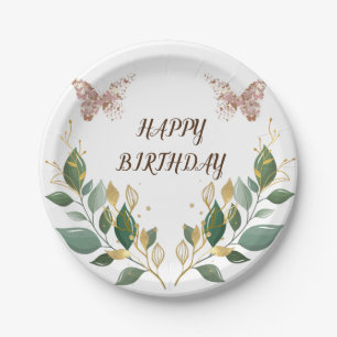 Assiettes En Carton Plaque de papier d'anniversaire fleurie ronde de 7