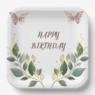 Assiettes En Carton Plaque de papier d'anniversaire florale de 9" de C