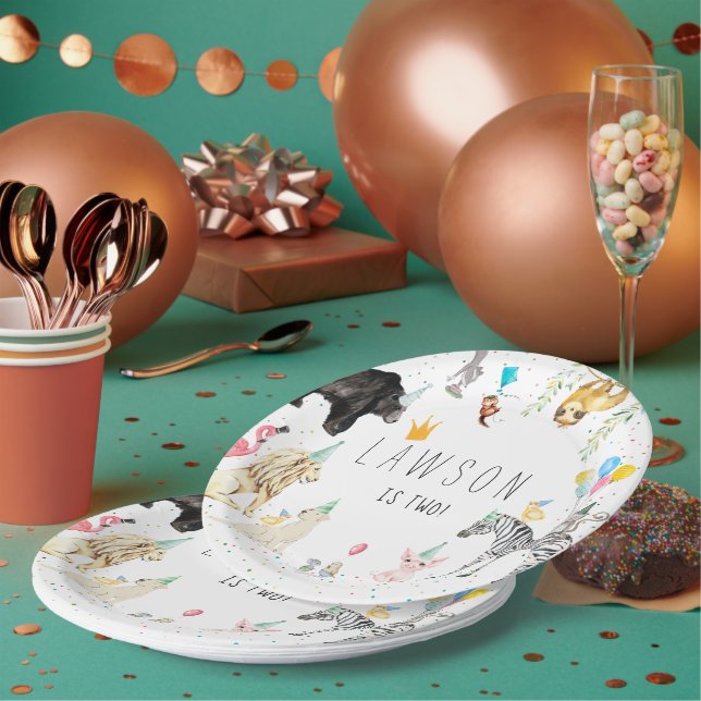 Assiettes En Carton Plaque de papier d'aquarelle d'animal moderne simp (Multi)