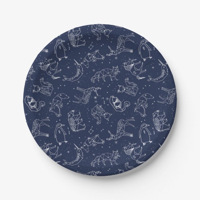 Assiettes En Carton Plaque de papier de constellations animales (Devant)