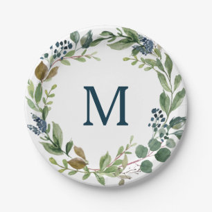 Assiettes En Carton Plaque de papier de Fête des mariées Monogramme ru