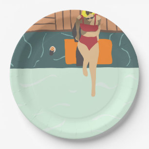 Assiettes En Carton Plaque de papier de la piscine à thème moderne été