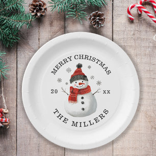 Assiettes En Carton Plaque de papier de Noël de Snowman