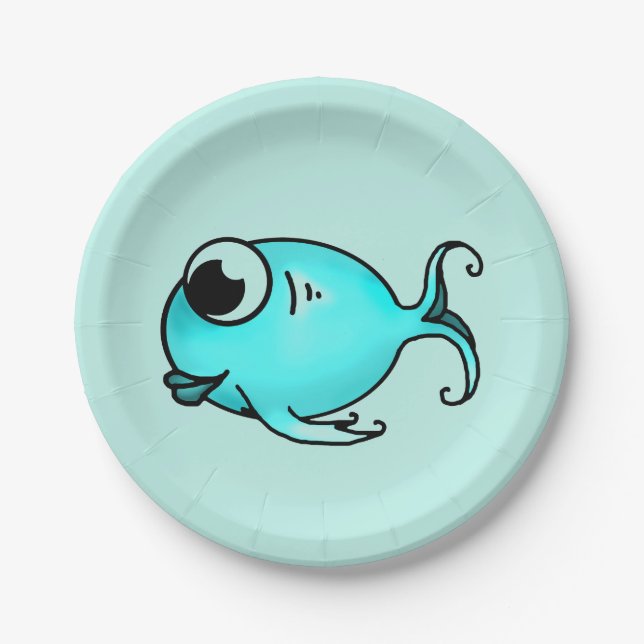 Assiettes En Carton Plaque de papier de poisson bleu (Devant)