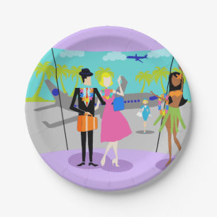 Assiettes En Carton Plaque de papier de vacances Tropical Retro